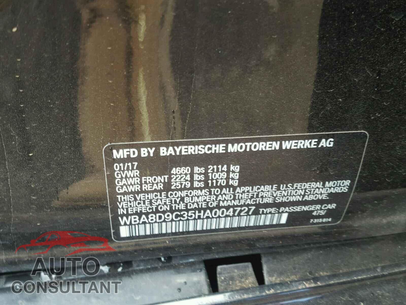 BMW 3 SERIES 2017 - 4JGDA5HB1HA986545