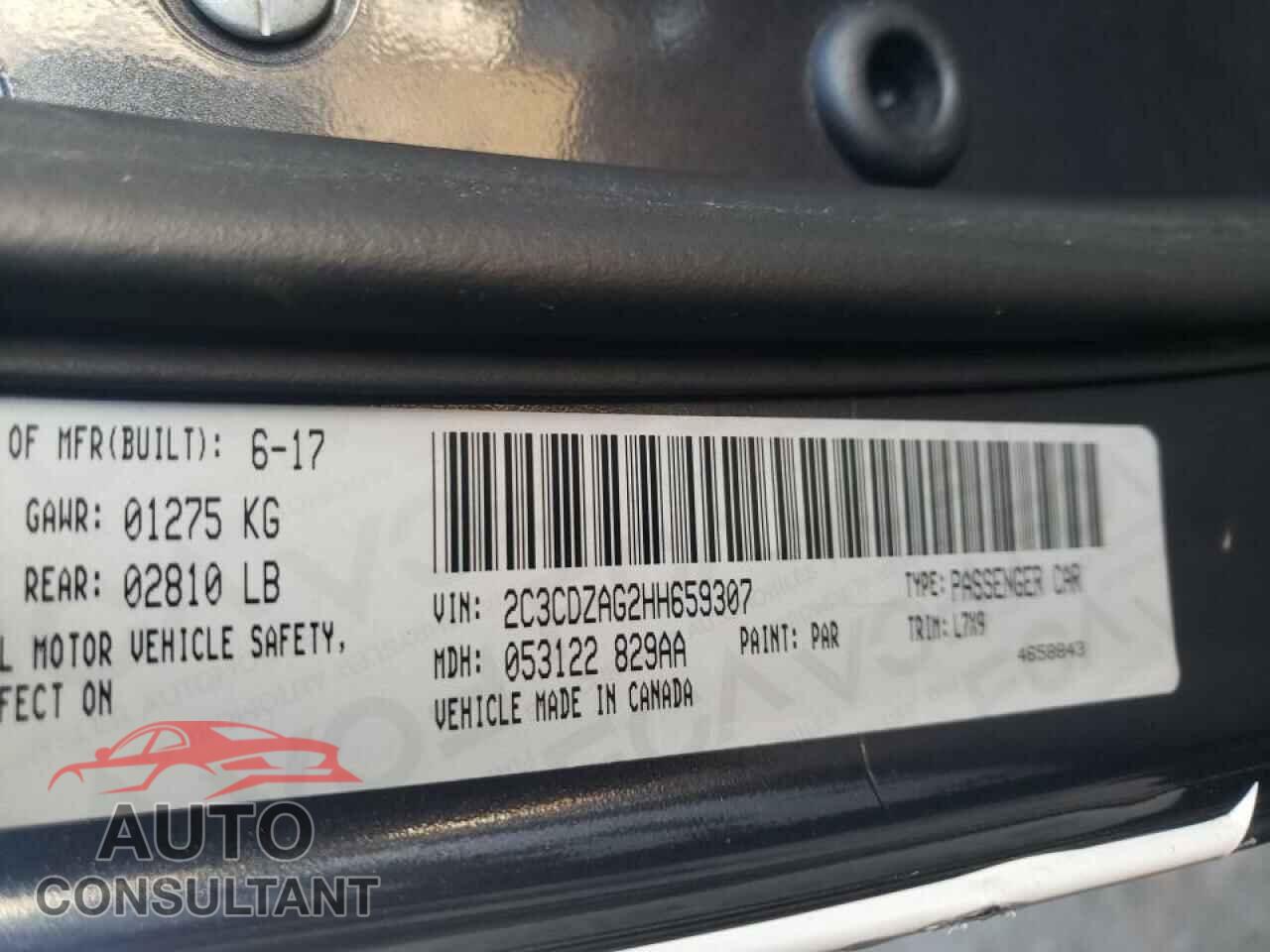 DODGE CHALLENGER 2017 - 2C3CDZAG2HH659307