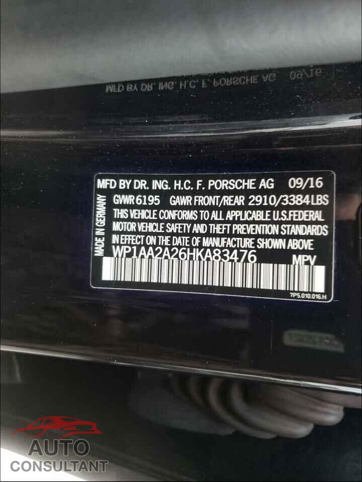PORSCHE CAYENNE 2017 - WP1AA2A26HKA83476