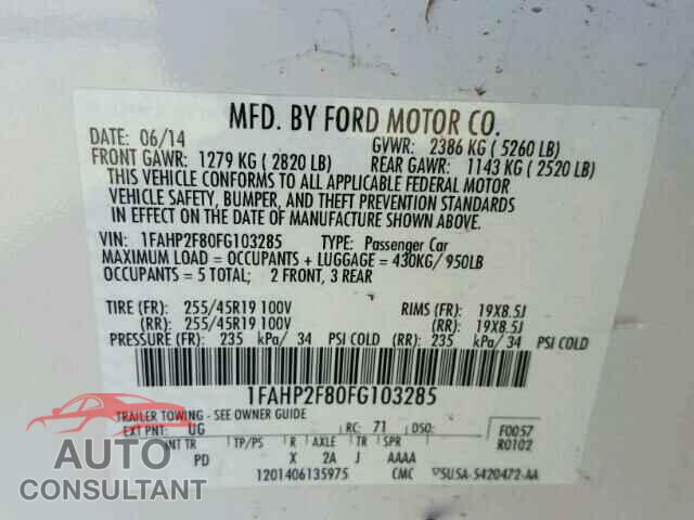 FORD TAURUS 2015 - 1FAHP2F80FG103285