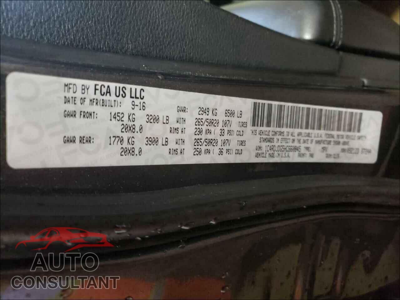DODGE DURANGO 2017 - 1C4RDJDG5HC660845