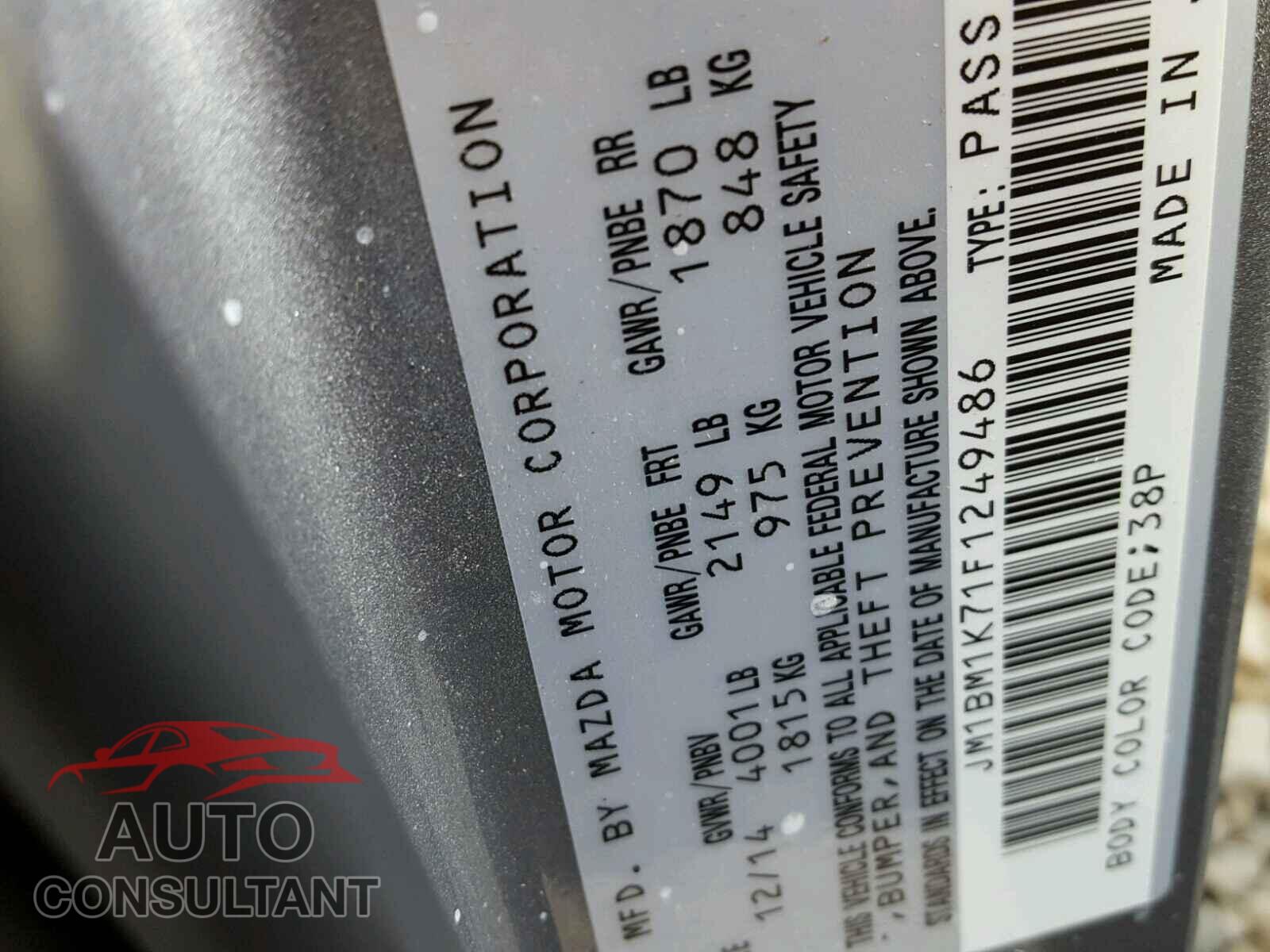 MAZDA 3 2015 - JM1BM1K71F1249486