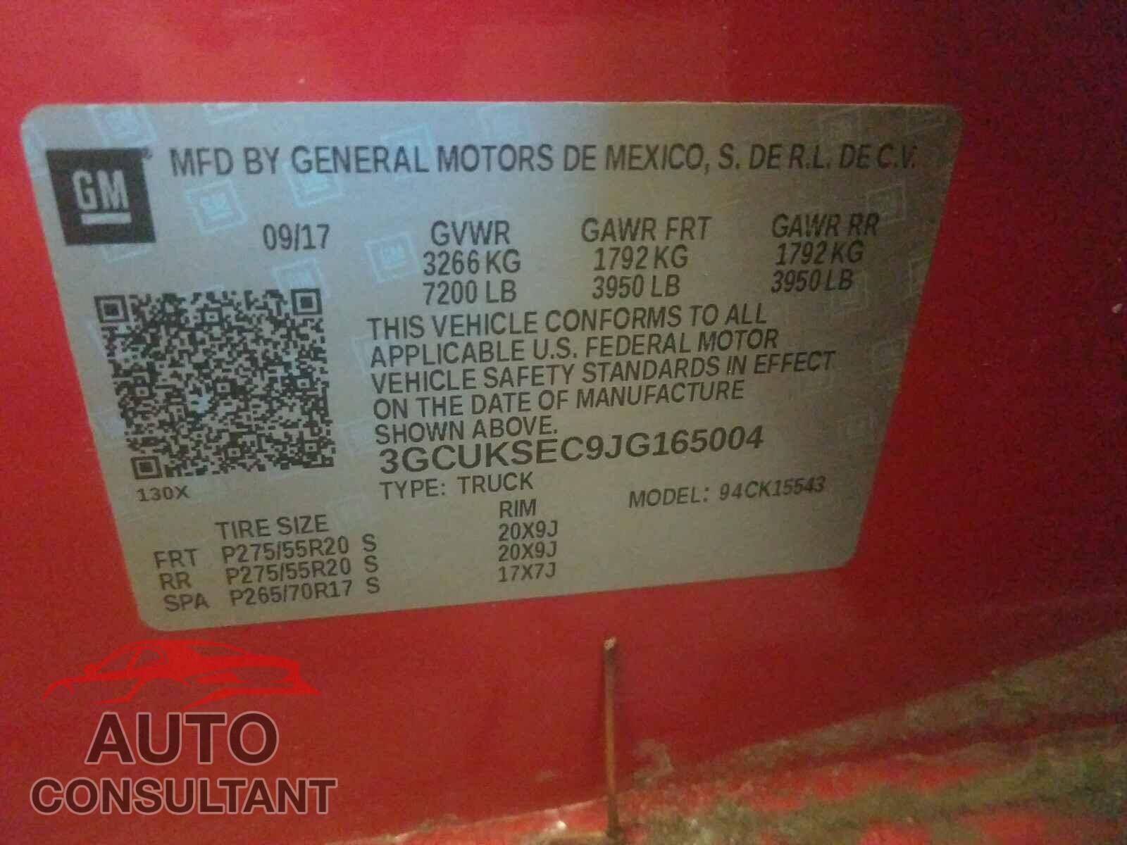 CHEVROLET SILVERADO 2018 - 3GCUKSEC9JG165004