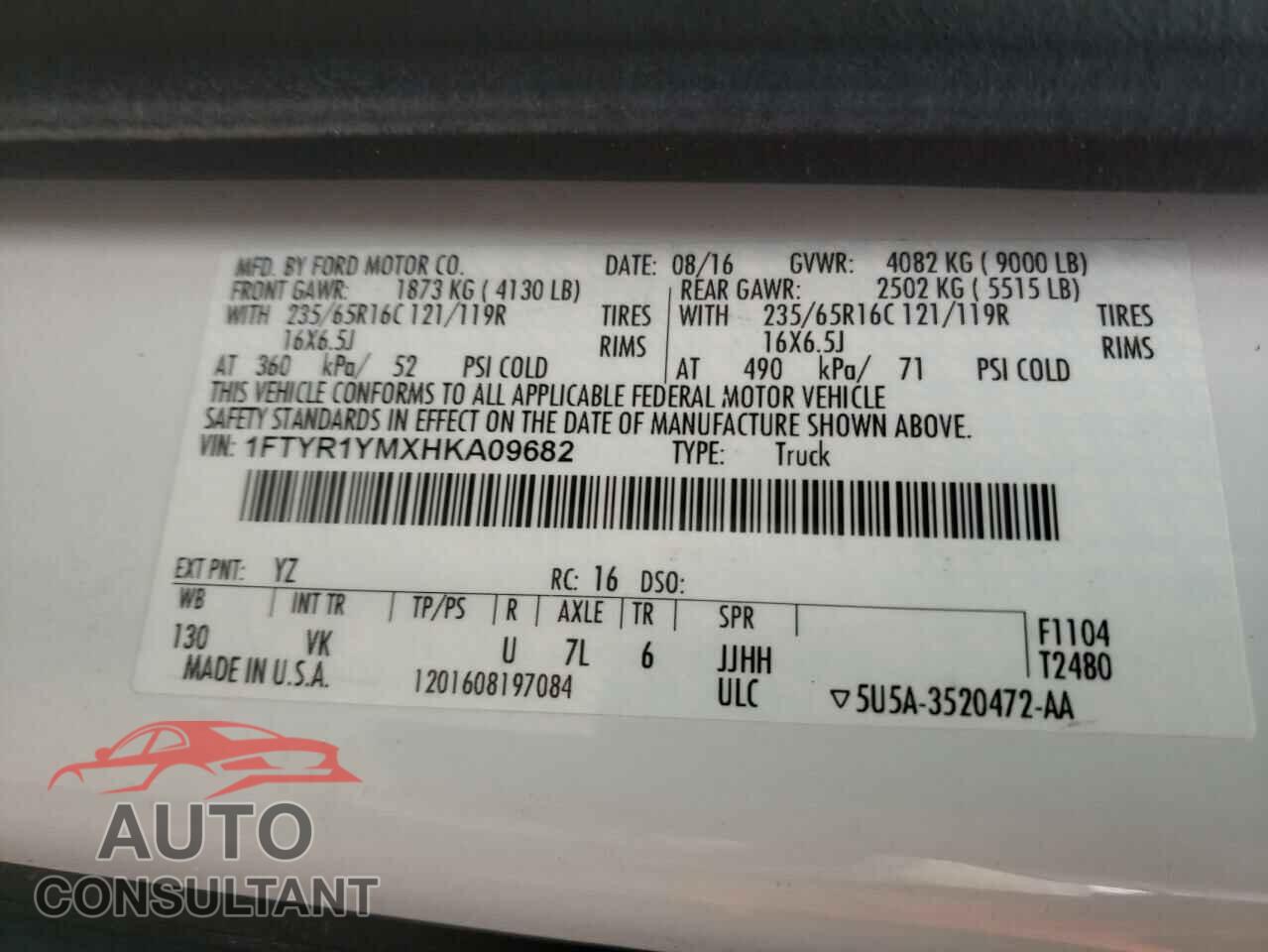 FORD TRANSIT CO 2017 - 1FTYR1YMXHKA09682