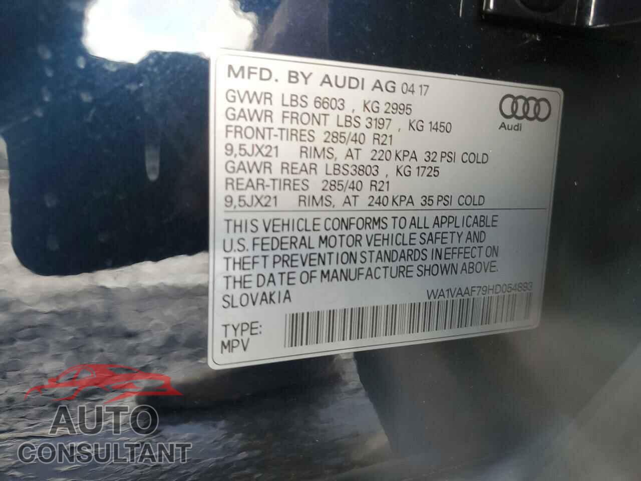 AUDI Q7 2017 - WA1VAAF79HD054893