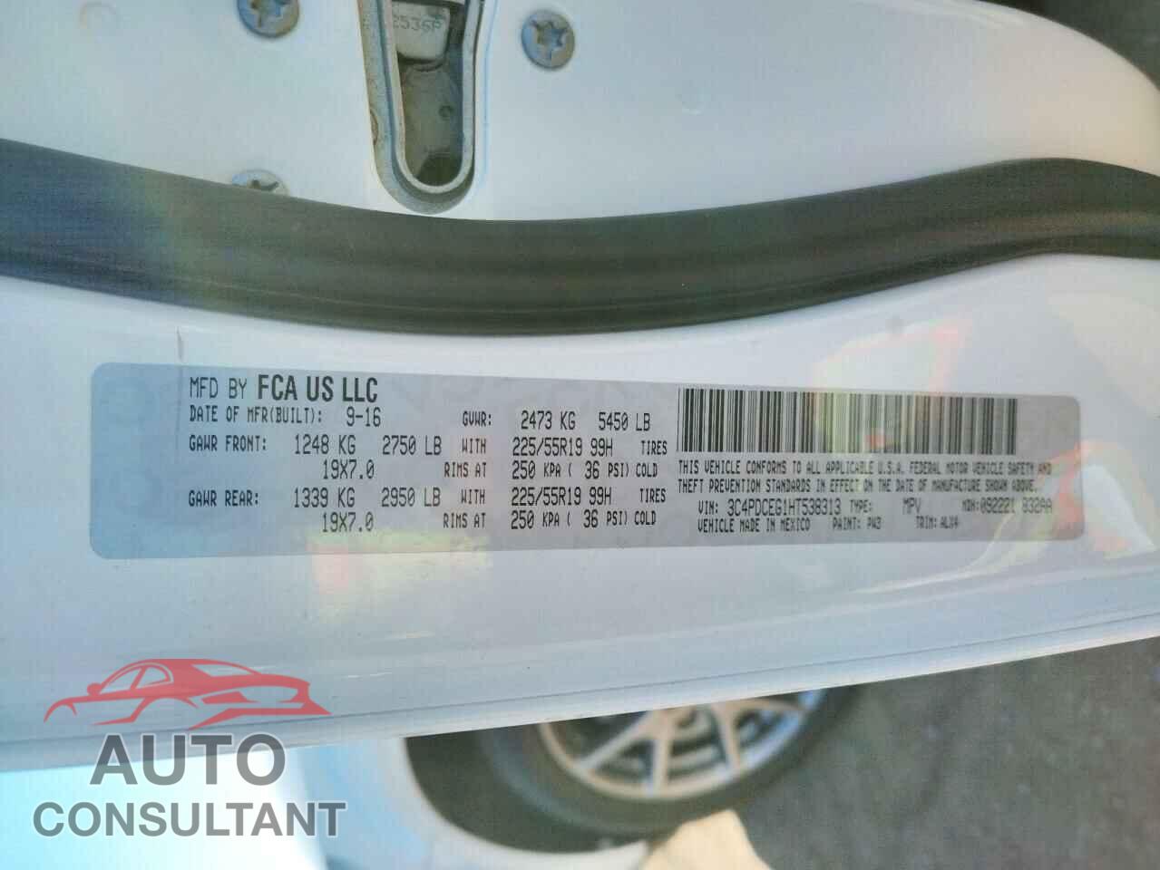 DODGE JOURNEY 2017 - 3C4PDCEG1HT538313
