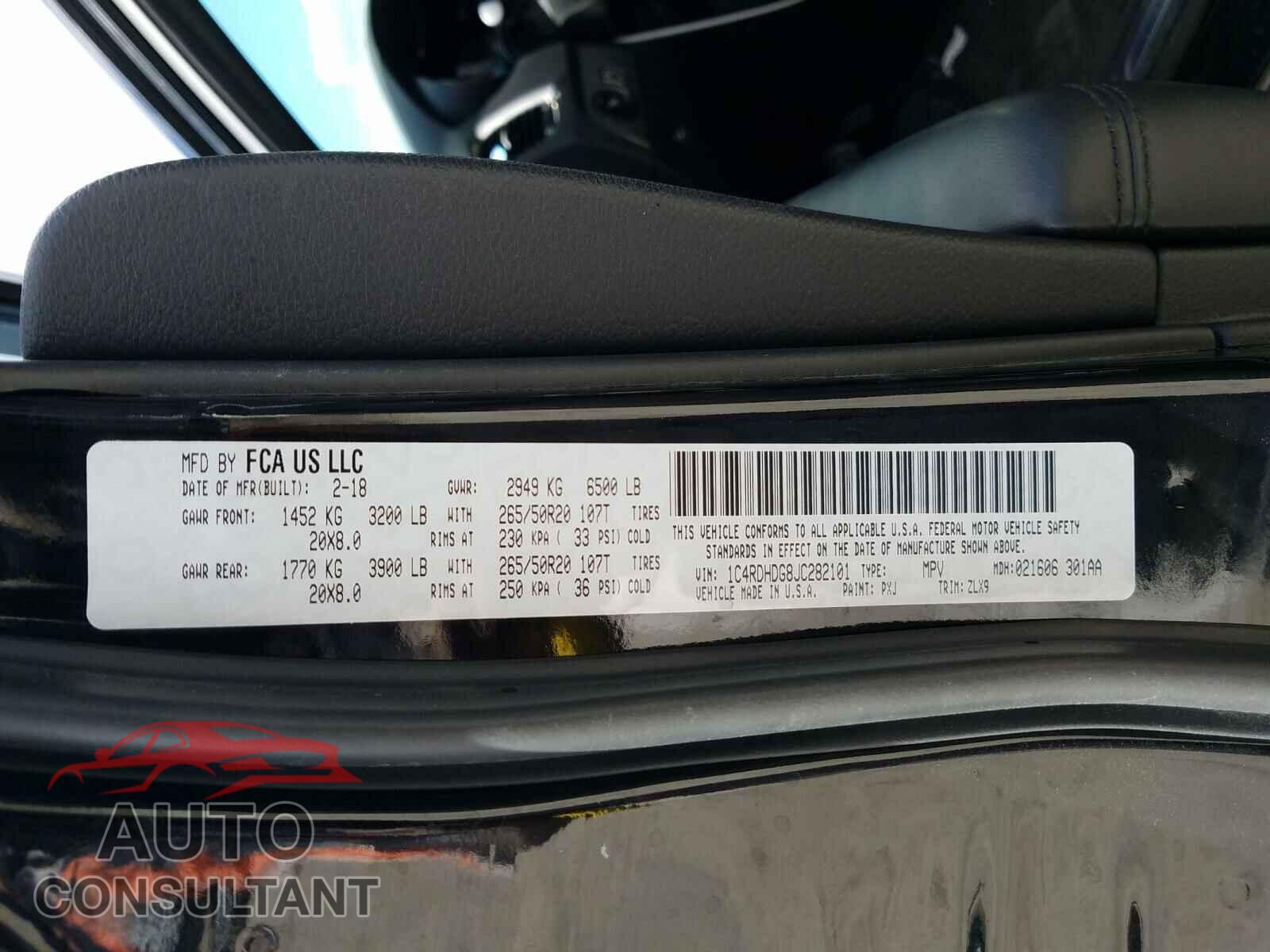 DODGE DURANGO 2018 - 1C4RDHDG8JC282101