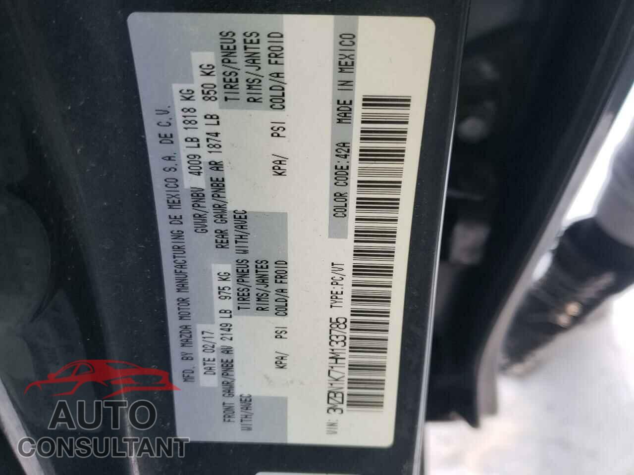 MAZDA 3 2017 - 3MZBN1K71HM133785