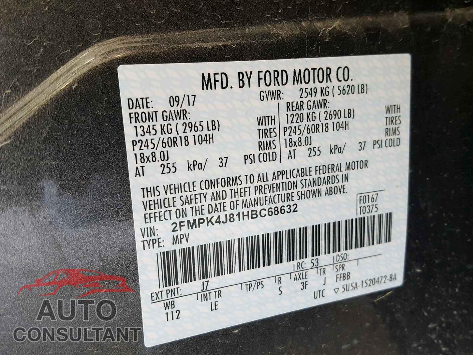 FORD EDGE SEL 2017 - 2FMPK4J81HBC68632
