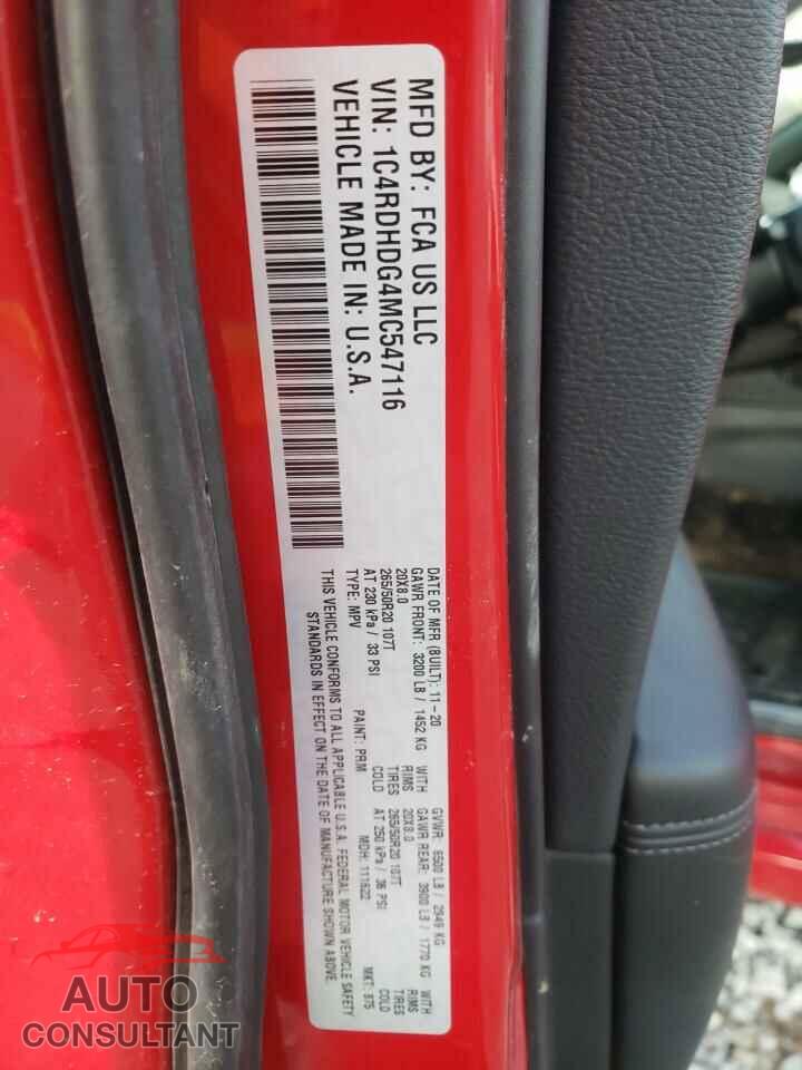 DODGE DURANGO 2021 - 1C4RDHDG4MC547116