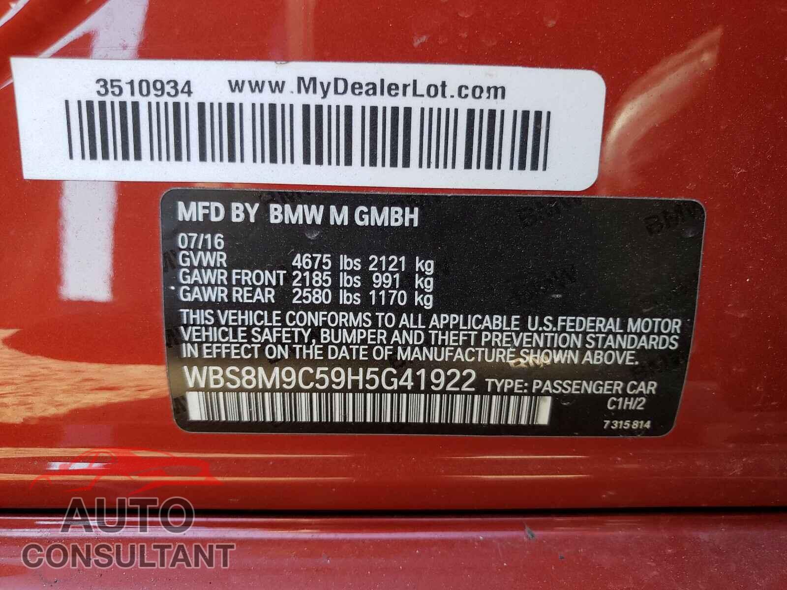 BMW M3 2017 - WBS8M9C59H5G41922