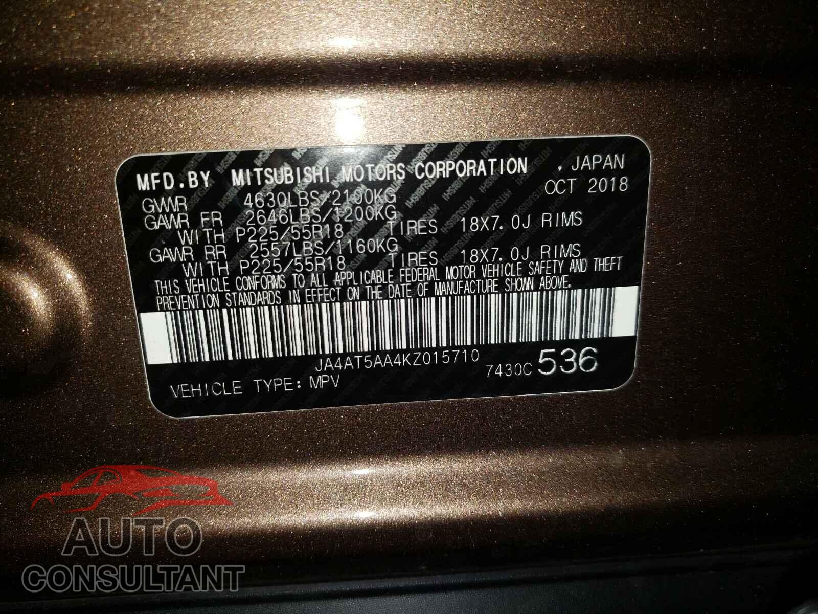 MITSUBISHI ECLIPSE 2019 - JA4AT5AA4KZ015710