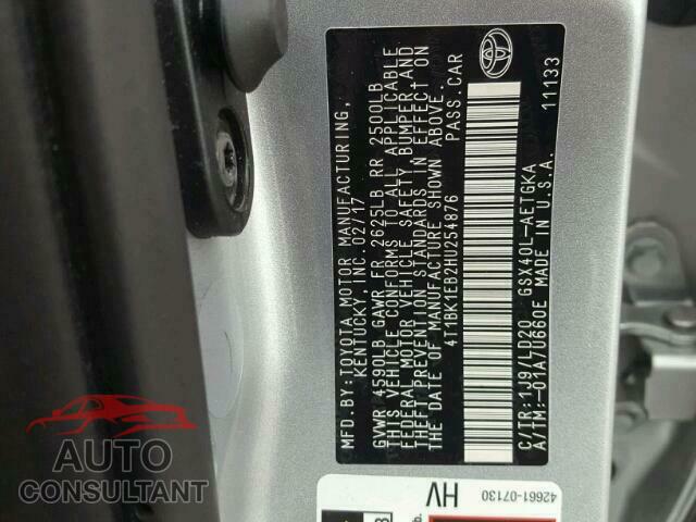 TOYOTA AVALON 2017 - 4T1BK1EB2HU254876