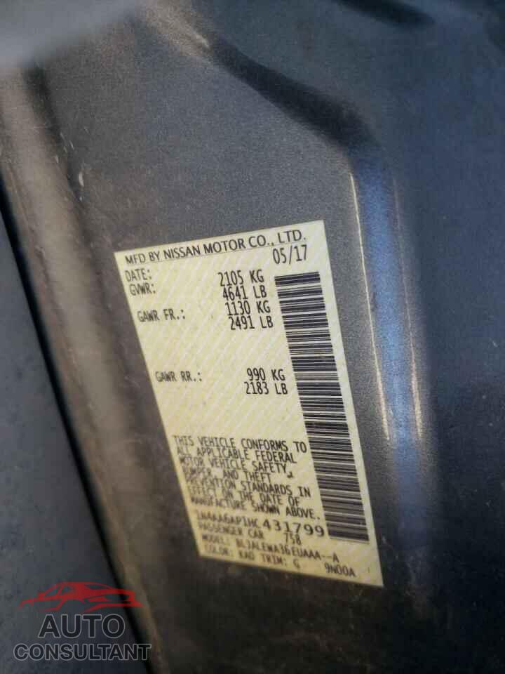 NISSAN MAXIMA 2017 - 1N4AA6AP1HC431799