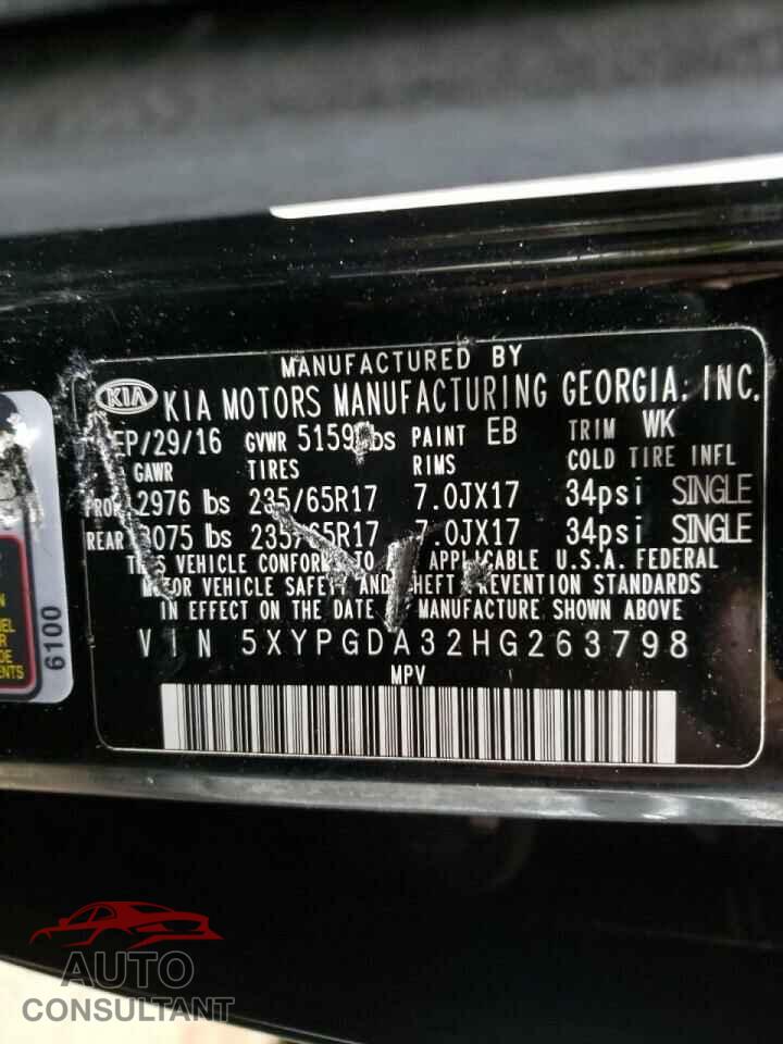 KIA SORENTO 2017 - 5XYPGDA32HG263798
