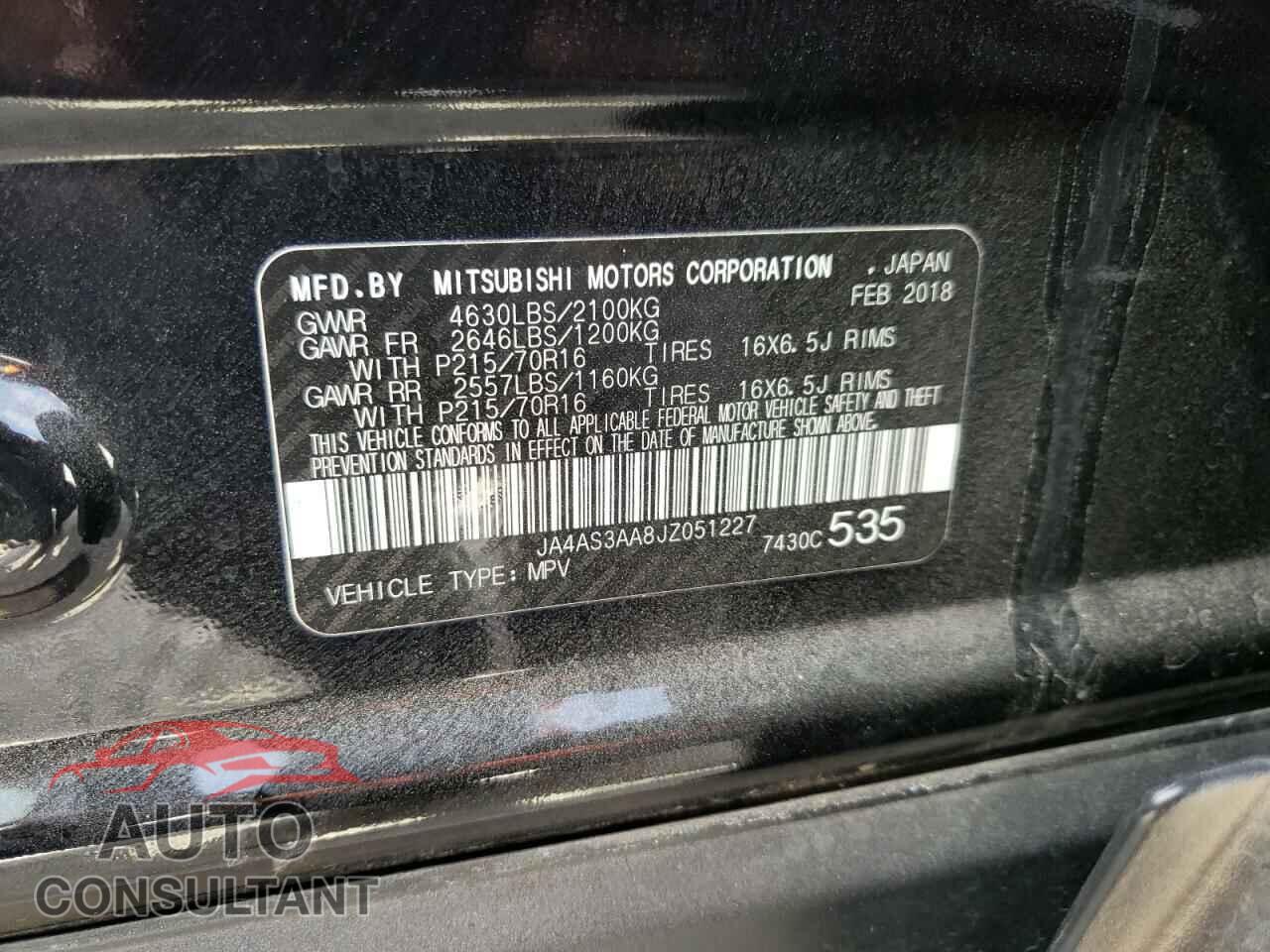 MITSUBISHI ECLIPSE 2018 - JA4AS3AA8JZ051227