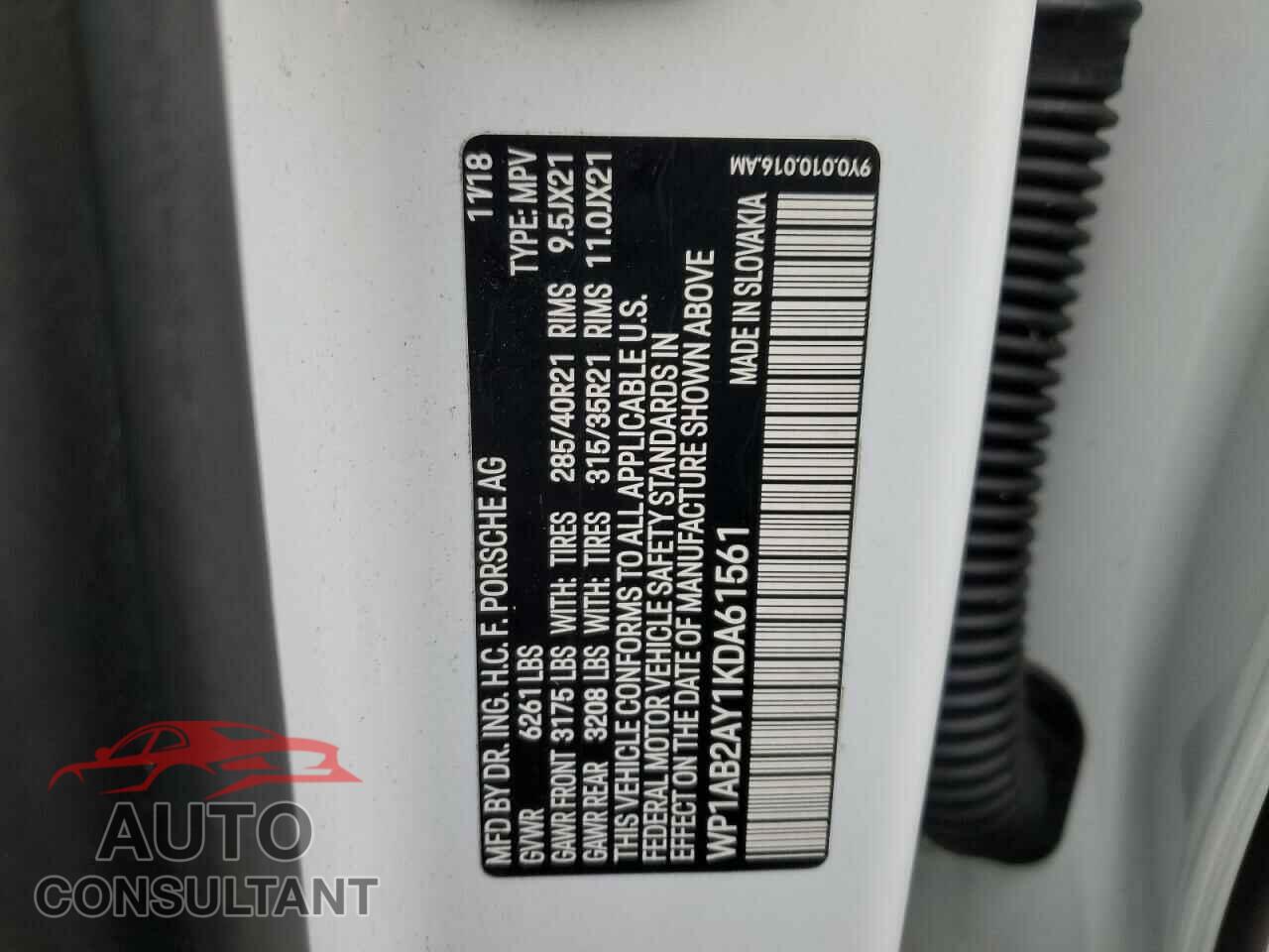 PORSCHE CAYENNE 2019 - WP1AB2AY1KDA61561