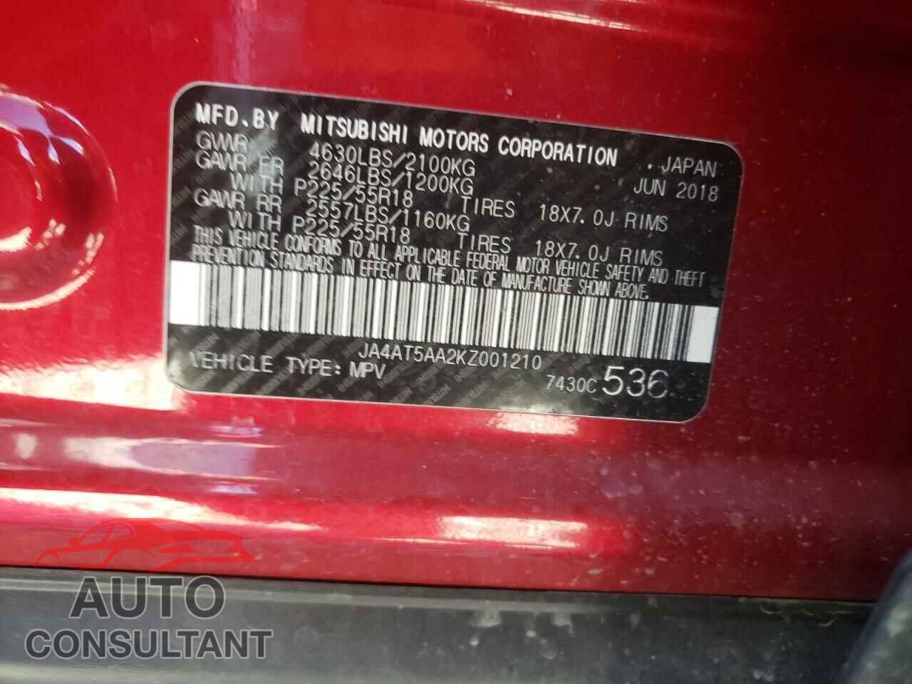MITSUBISHI ECLIPSE 2019 - JA4AT5AA2KZ001210