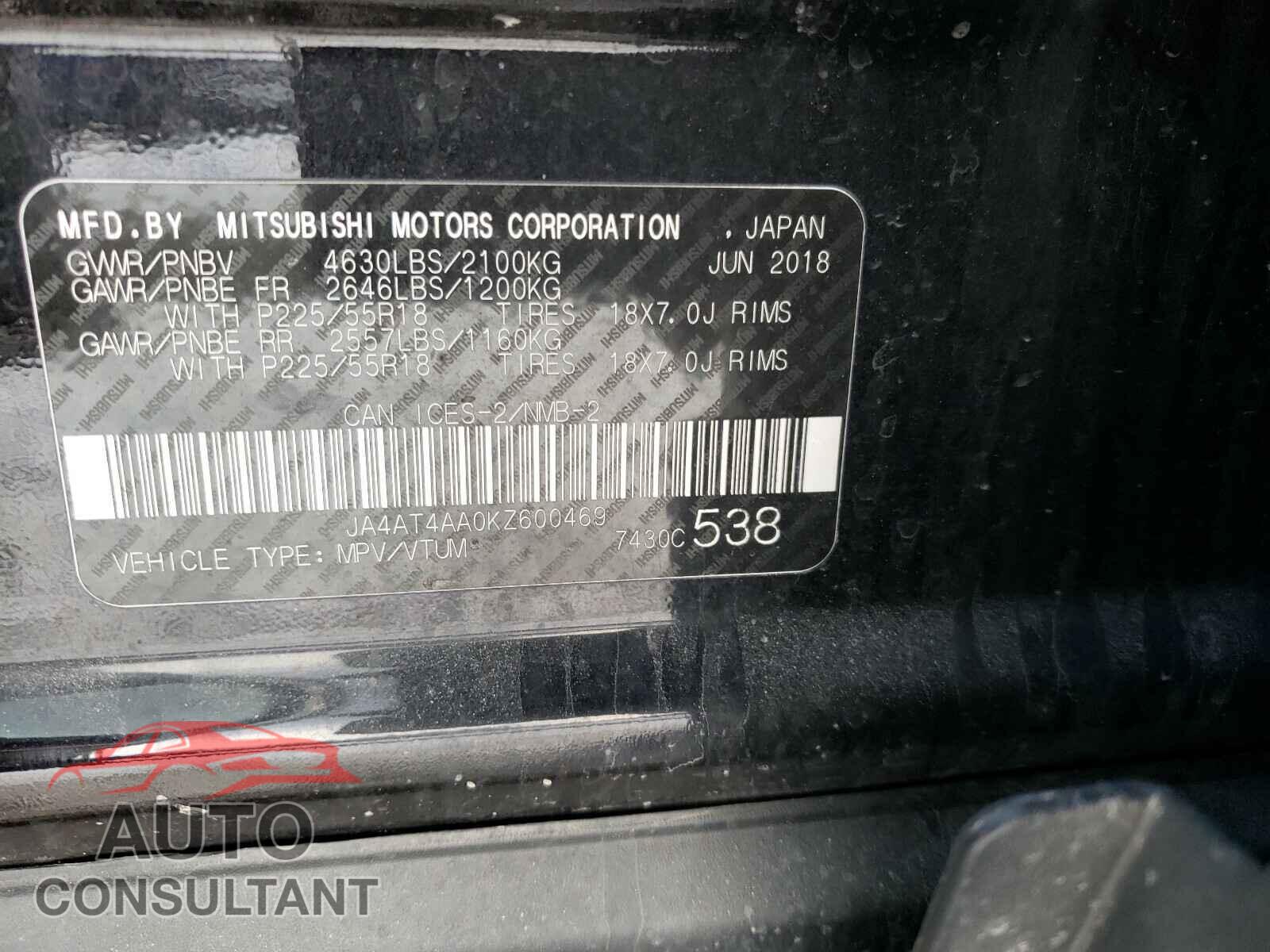 MITSUBISHI ECLIPSE 2019 - JA4AT4AA0KZ600469