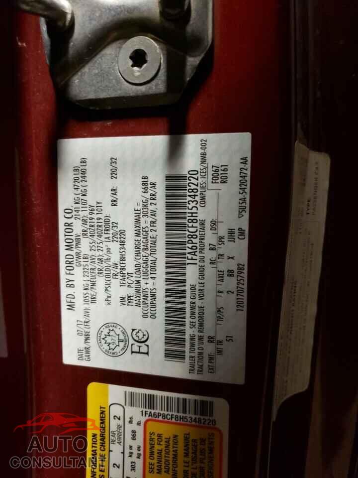FORD MUSTANG 2017 - 1FA6P8CF8H5348220