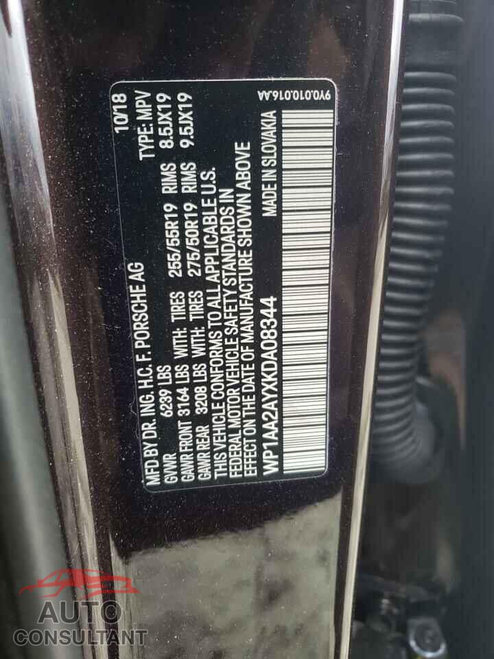 PORSCHE CAYENNE 2019 - WP1AA2AYXKDA08344