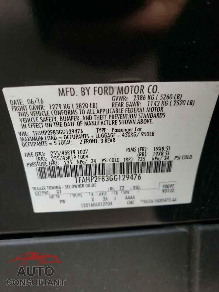 FORD TAURUS 2016 - 1FAHP2F83GG129476
