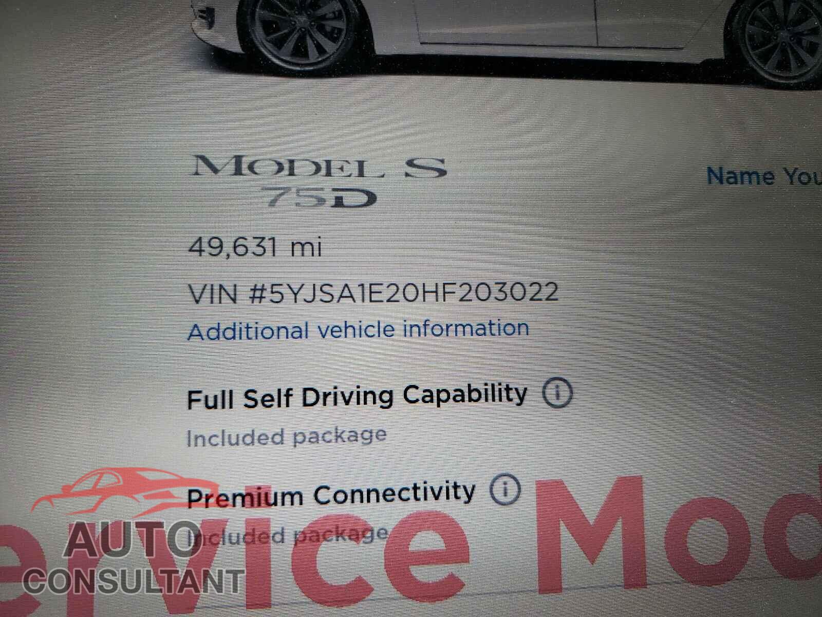 TESLA MODEL S 2017 - 5YJSA1E20HF203022