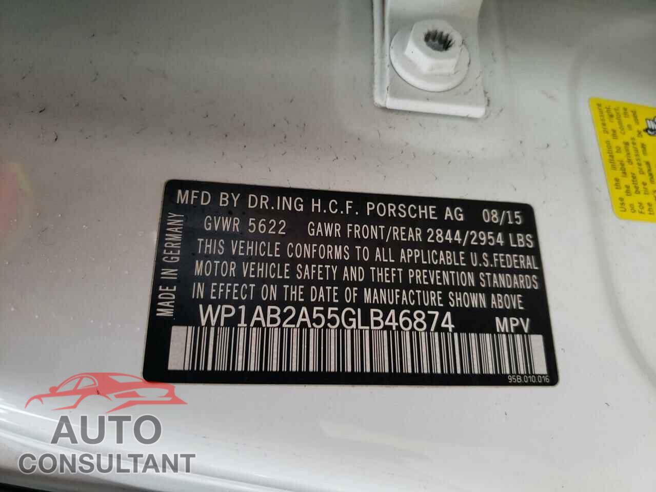 PORSCHE MACAN 2016 - WP1AB2A55GLB46874