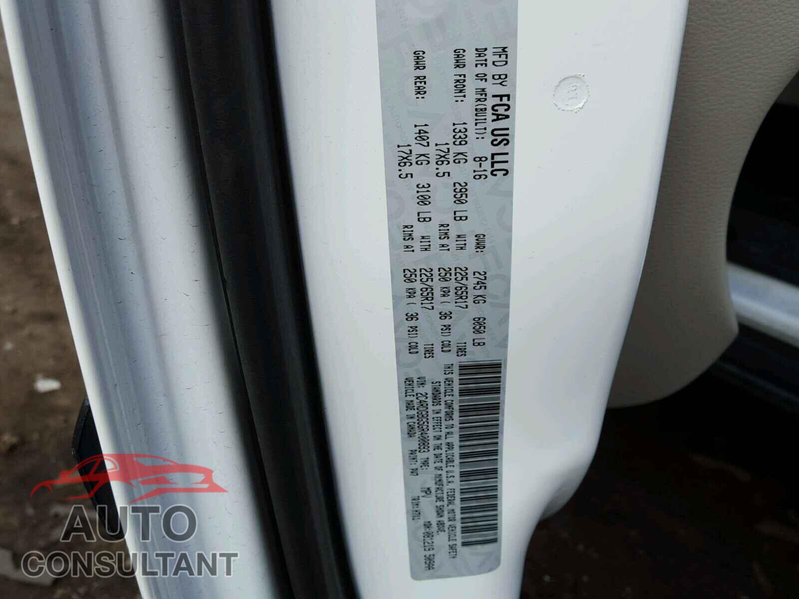 DODGE CARAVAN 2016 - 2C4RDGBG5GR400893