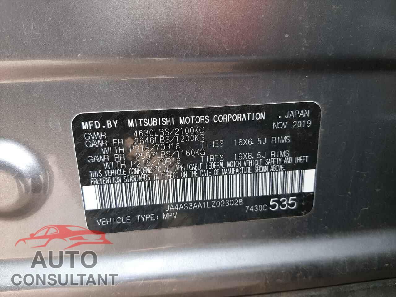 MITSUBISHI ECLIPSE 2020 - JA4AS3AA1LZ023028