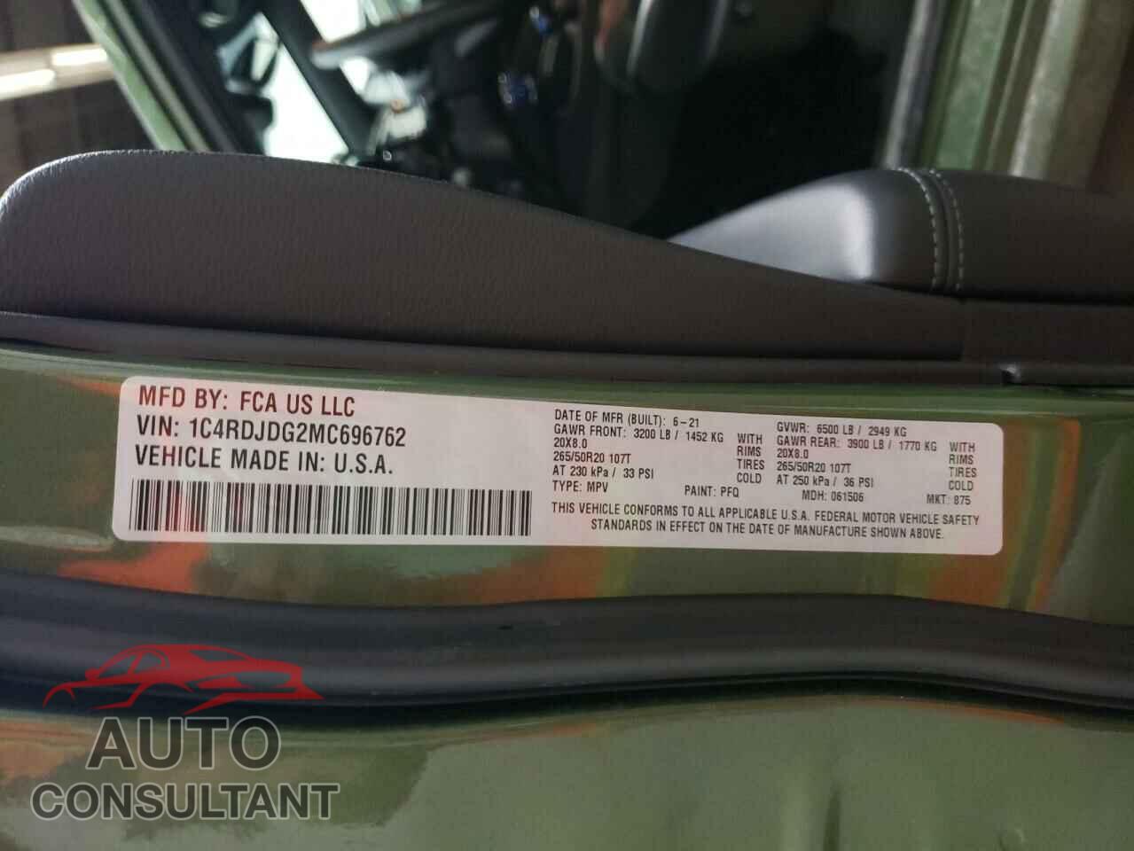 DODGE DURANGO 2021 - 1C4RDJDG2MC696762