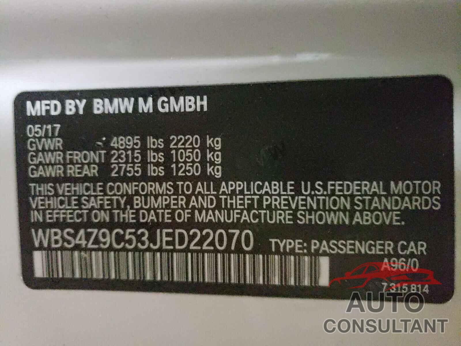 BMW M4 2018 - WBS4Z9C53JED22070