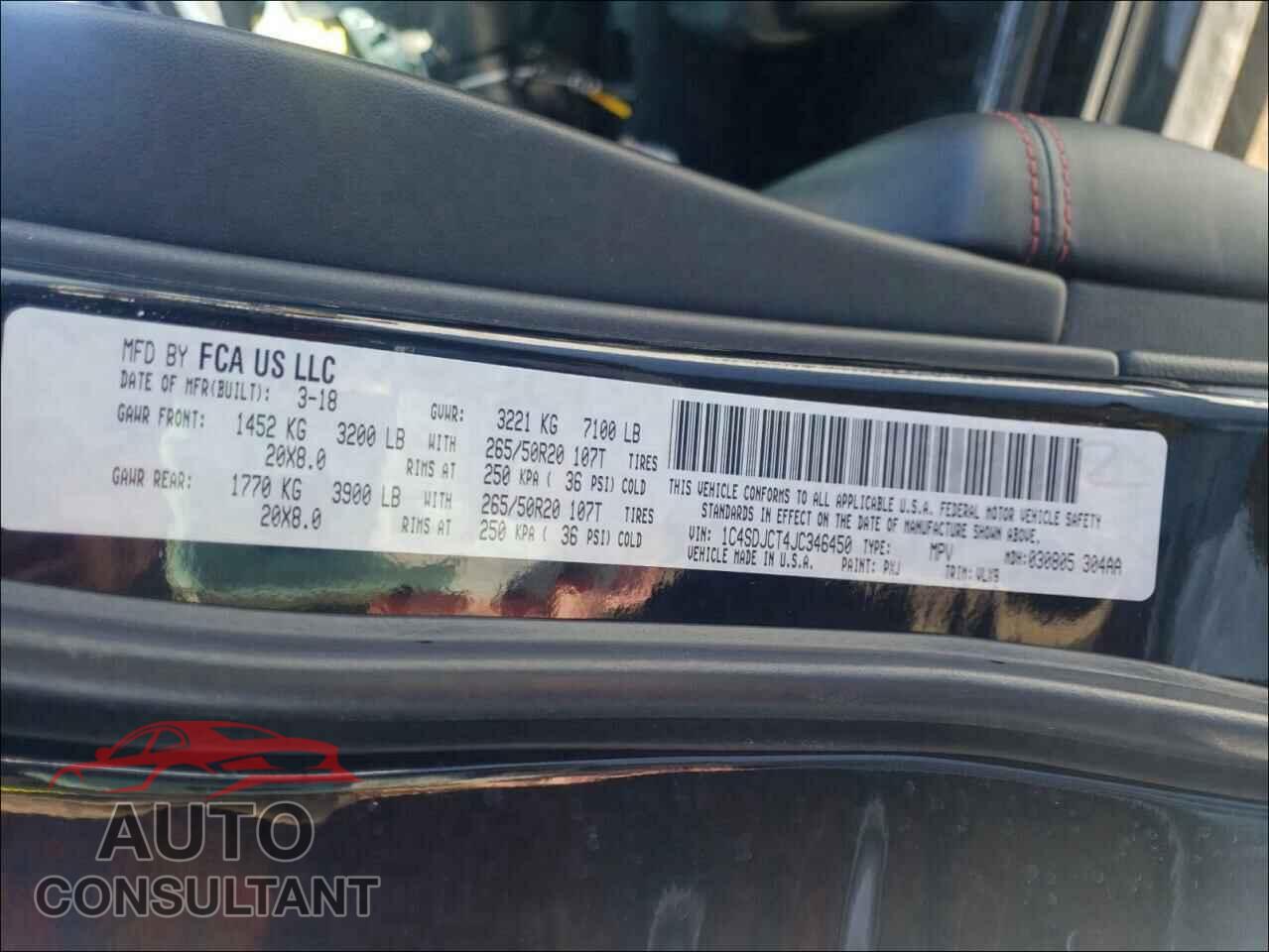 DODGE DURANGO 2018 - 1C4SDJCT4JC346450