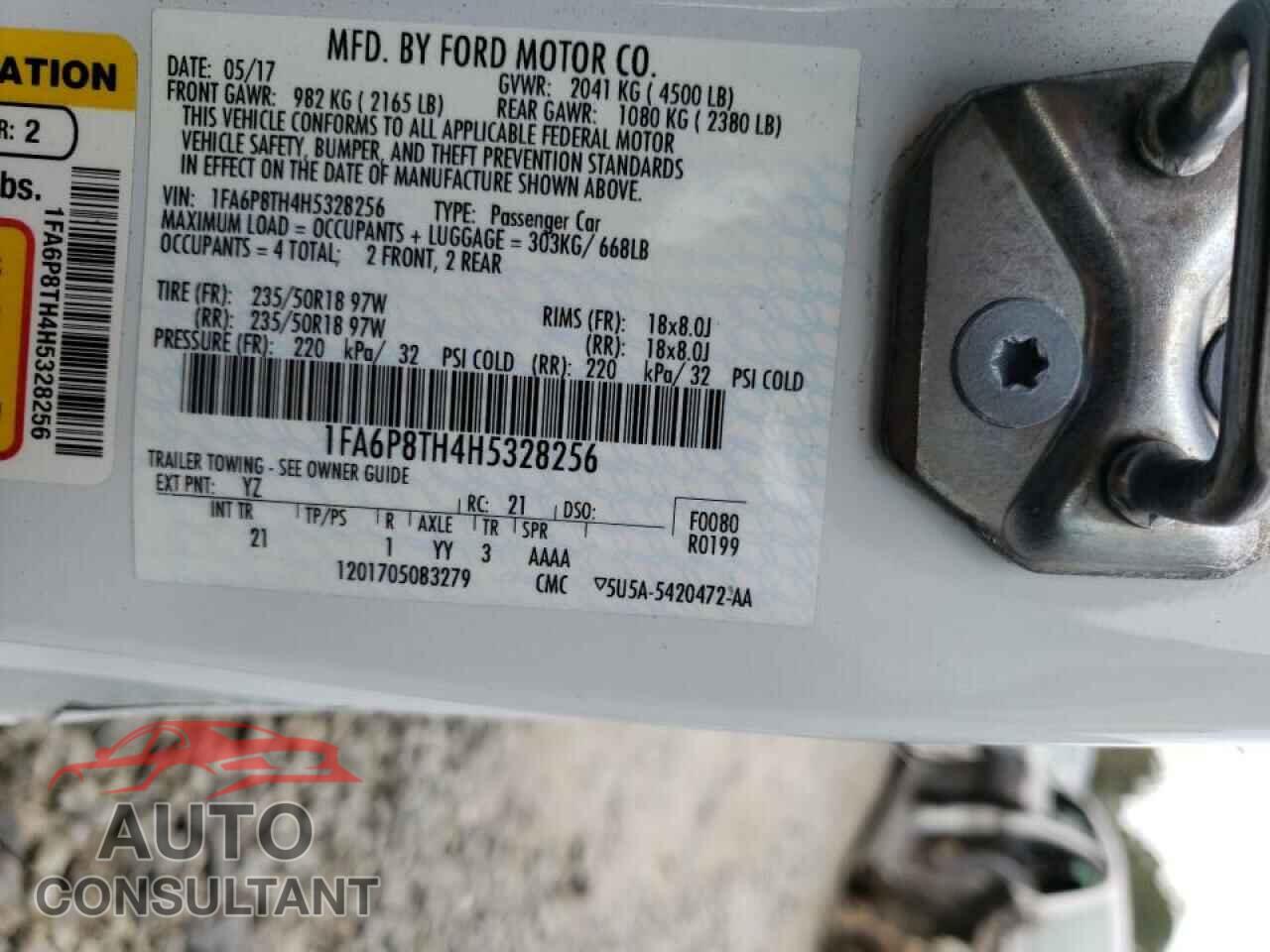 FORD MUSTANG 2017 - 1FA6P8TH4H5328256