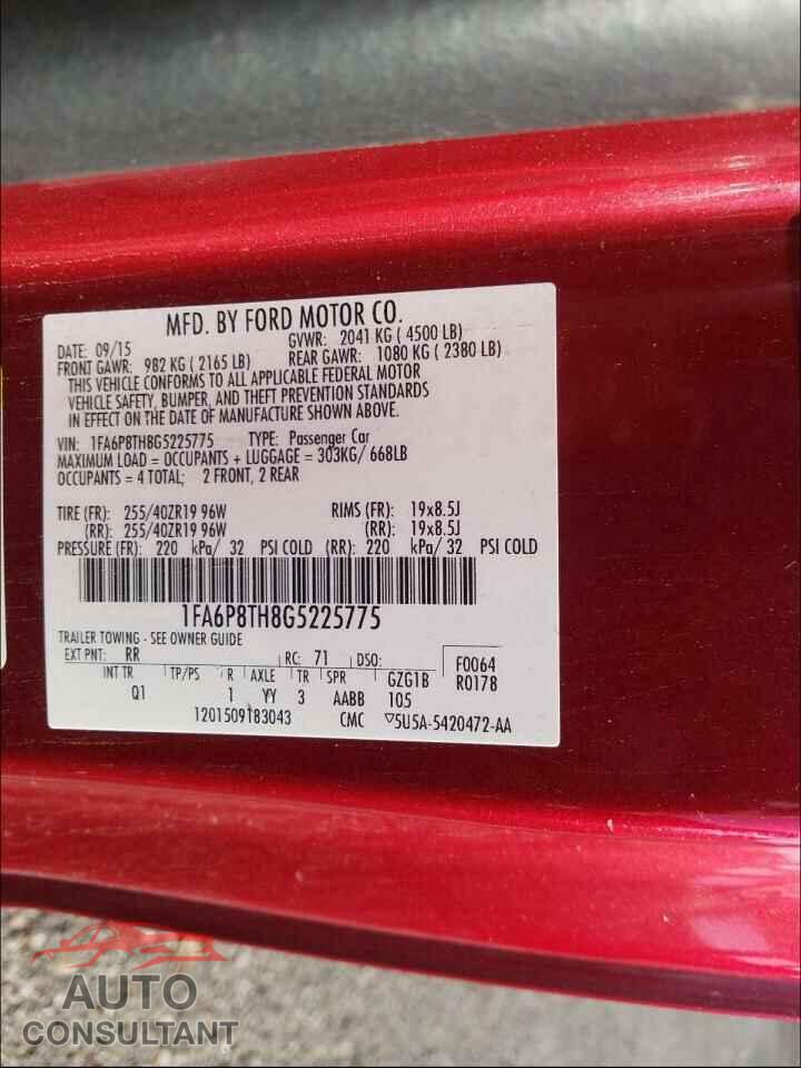 FORD MUSTANG 2016 - 1FA6P8TH8G5225775