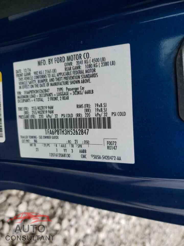 FORD MUSTANG 2017 - 1FA6P8TH3H5262847