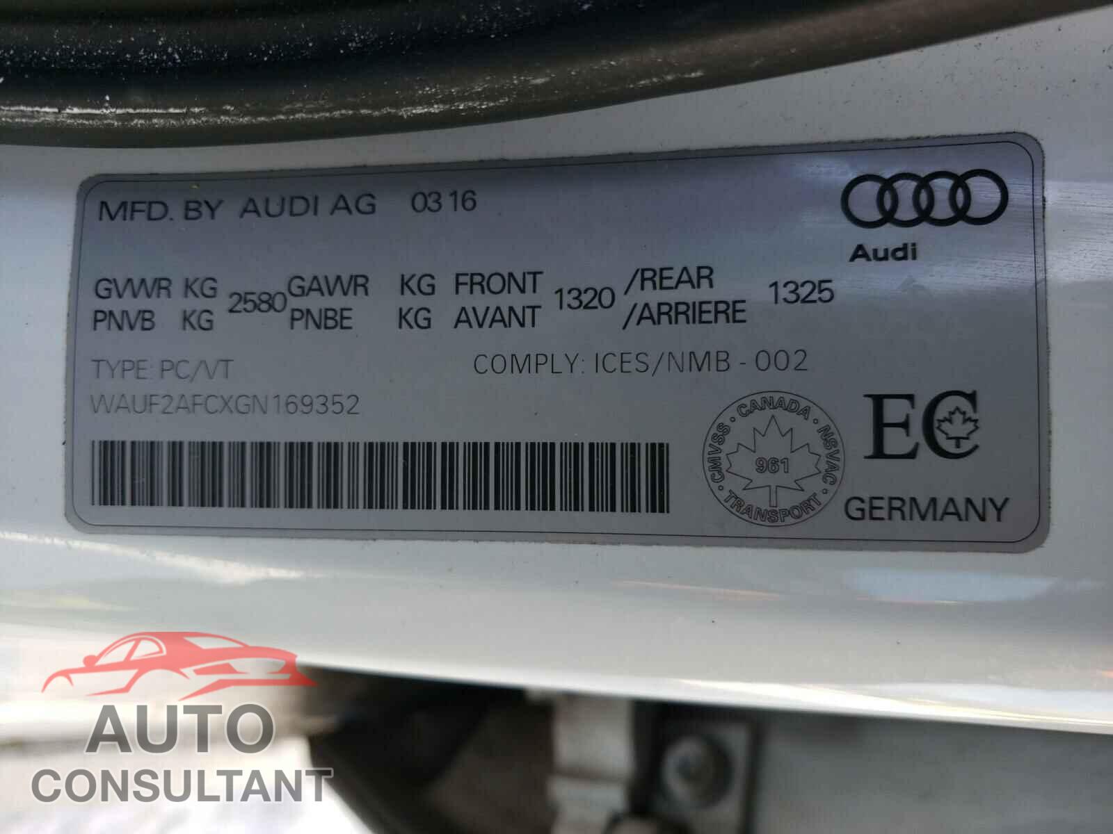 AUDI S6/RS6 2016 - WAUF2AFCXGN169352