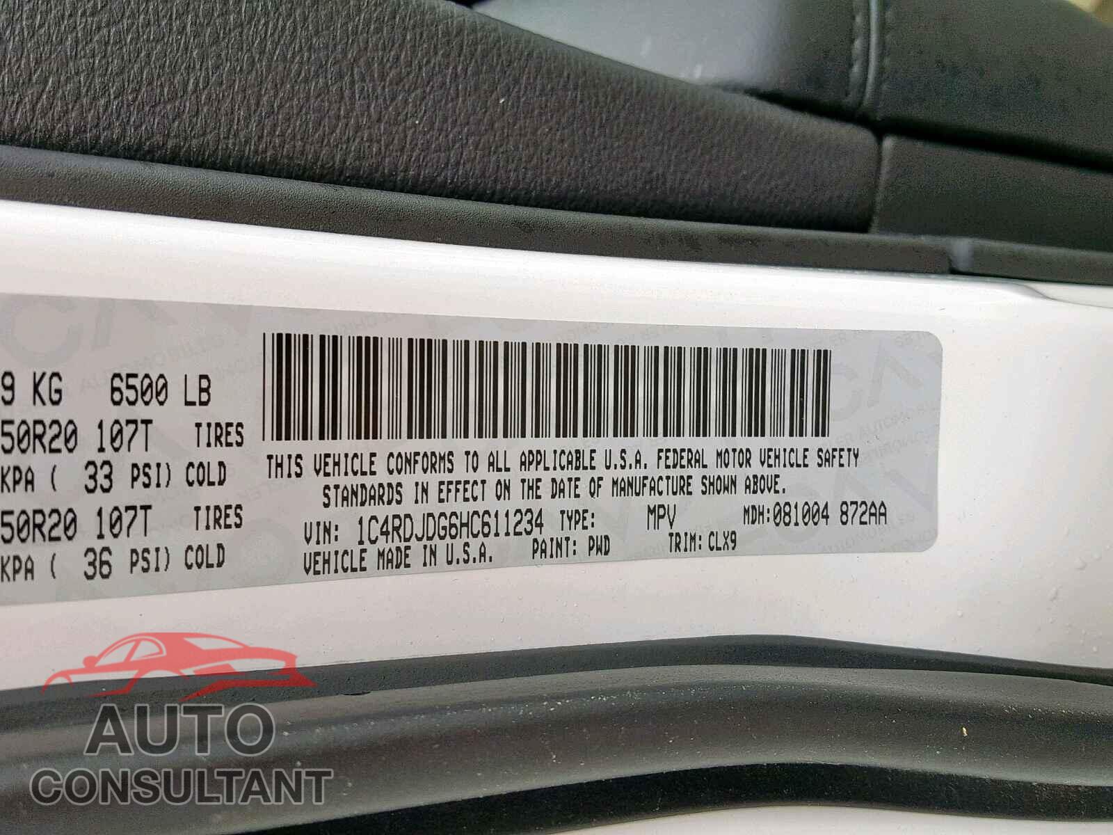 DODGE DURANGO 2017 - 1C4RDJDG6HC611234