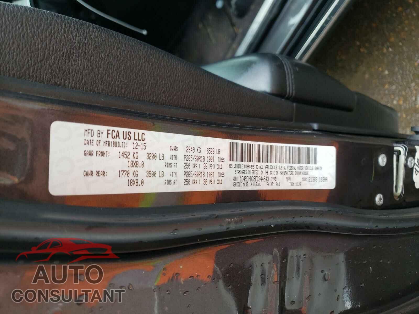 DODGE DURANGO 2015 - 1C4RDHDG5FC244543