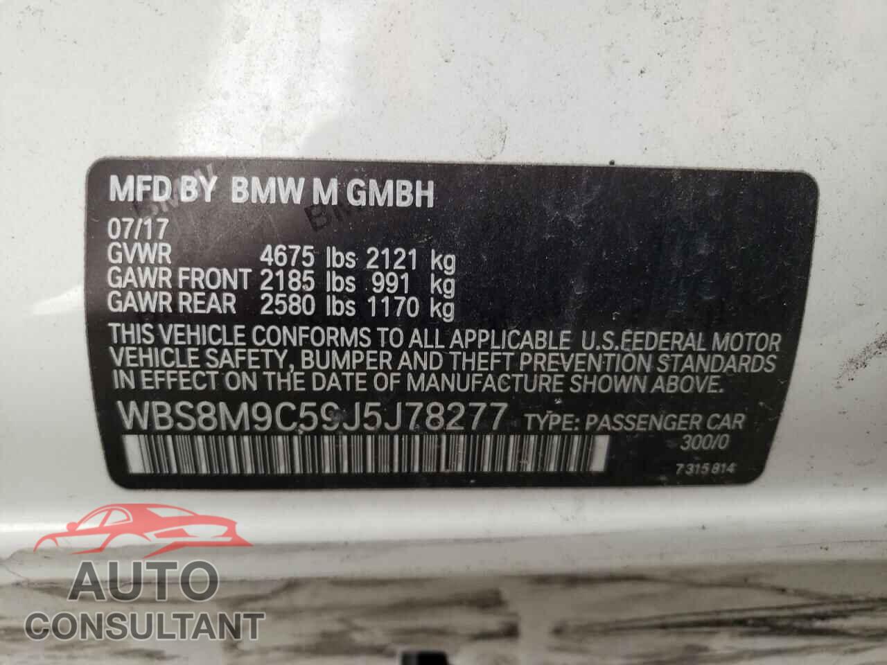 BMW M3 2018 - WBS8M9C59J5J78277