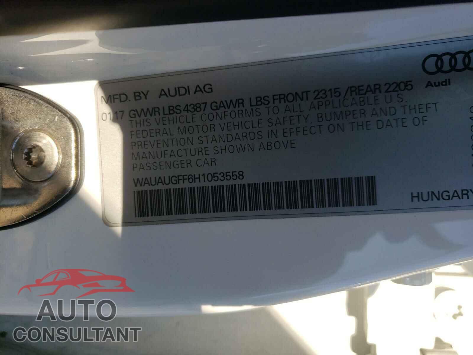 AUDI A3 2017 - WAUAUGFF6H1053558