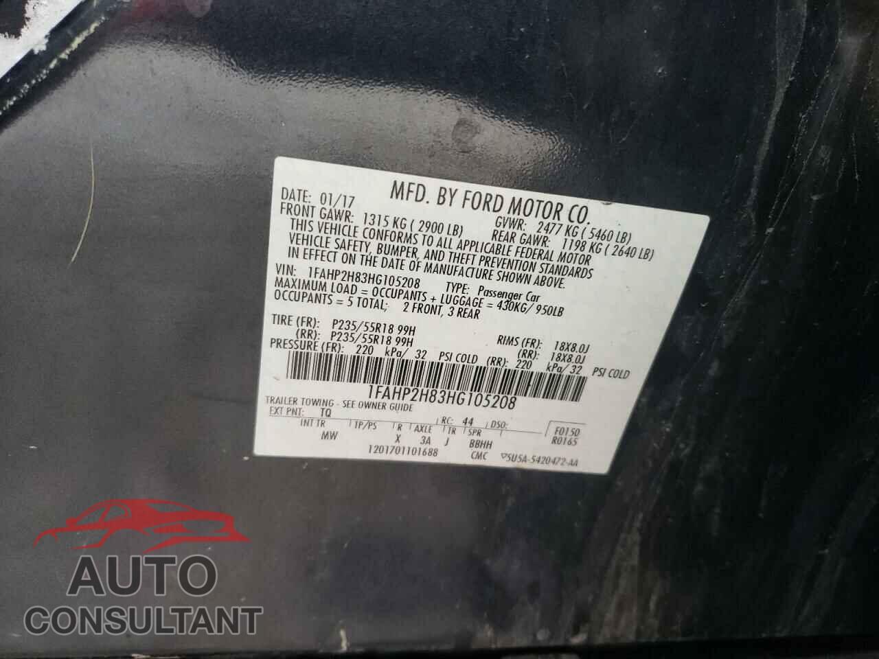 FORD TAURUS 2017 - 1FAHP2H83HG105208