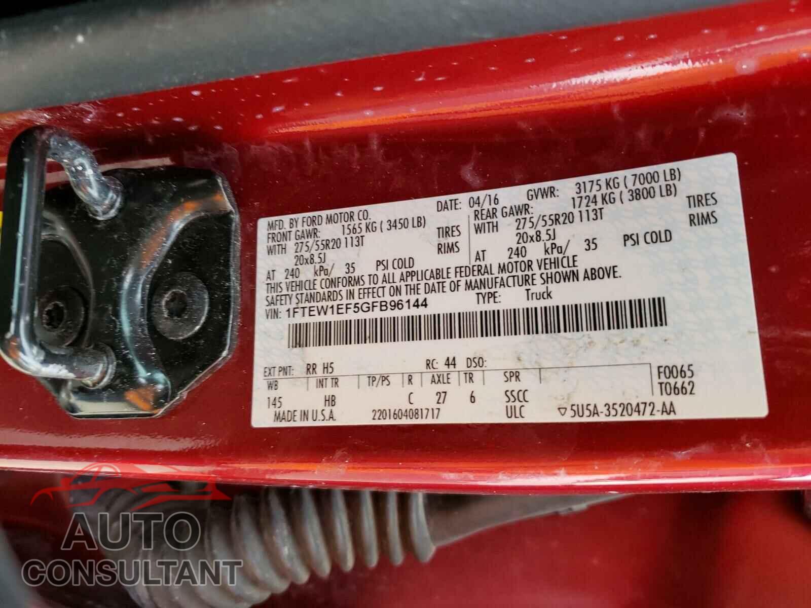 FORD F150 2016 - 1FTEW1EF5GFB96144