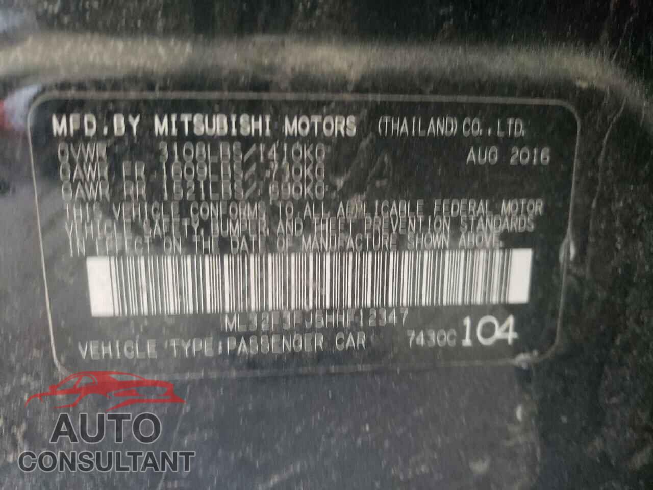 MITSUBISHI MIRAGE 2017 - ML32F3FJ5HHF12347