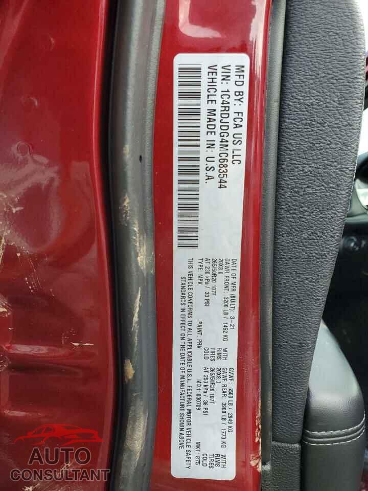 DODGE DURANGO 2021 - 1C4RDJDG4MC683544