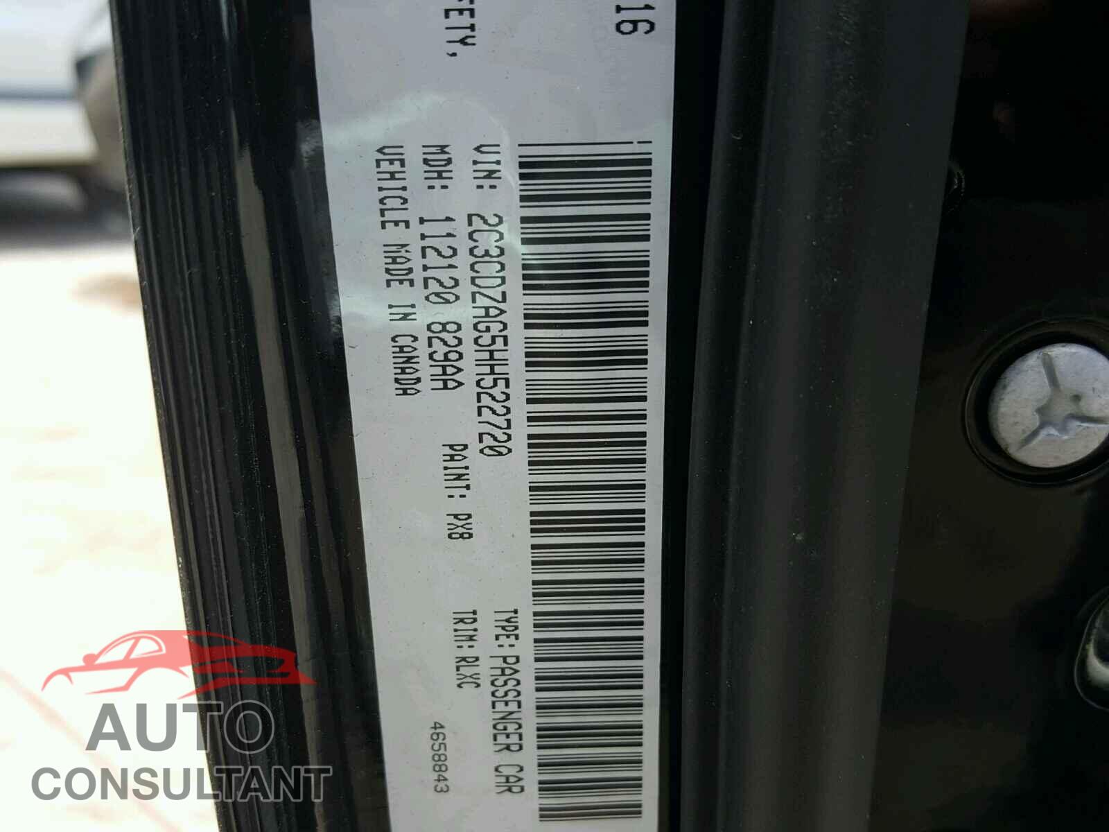 DODGE CHALLENGER 2017 - 2C3CDZAG5HH522720