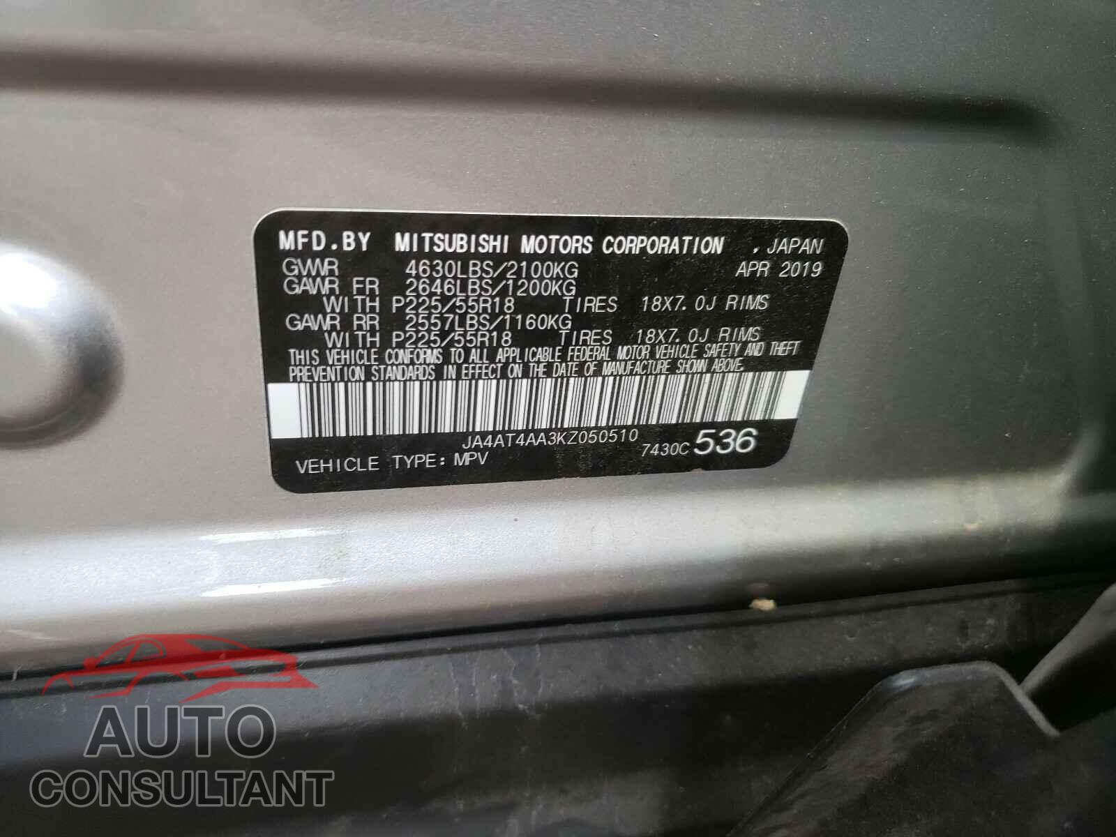 MITSUBISHI ECLIPSE 2019 - JA4AT4AA3KZ050510