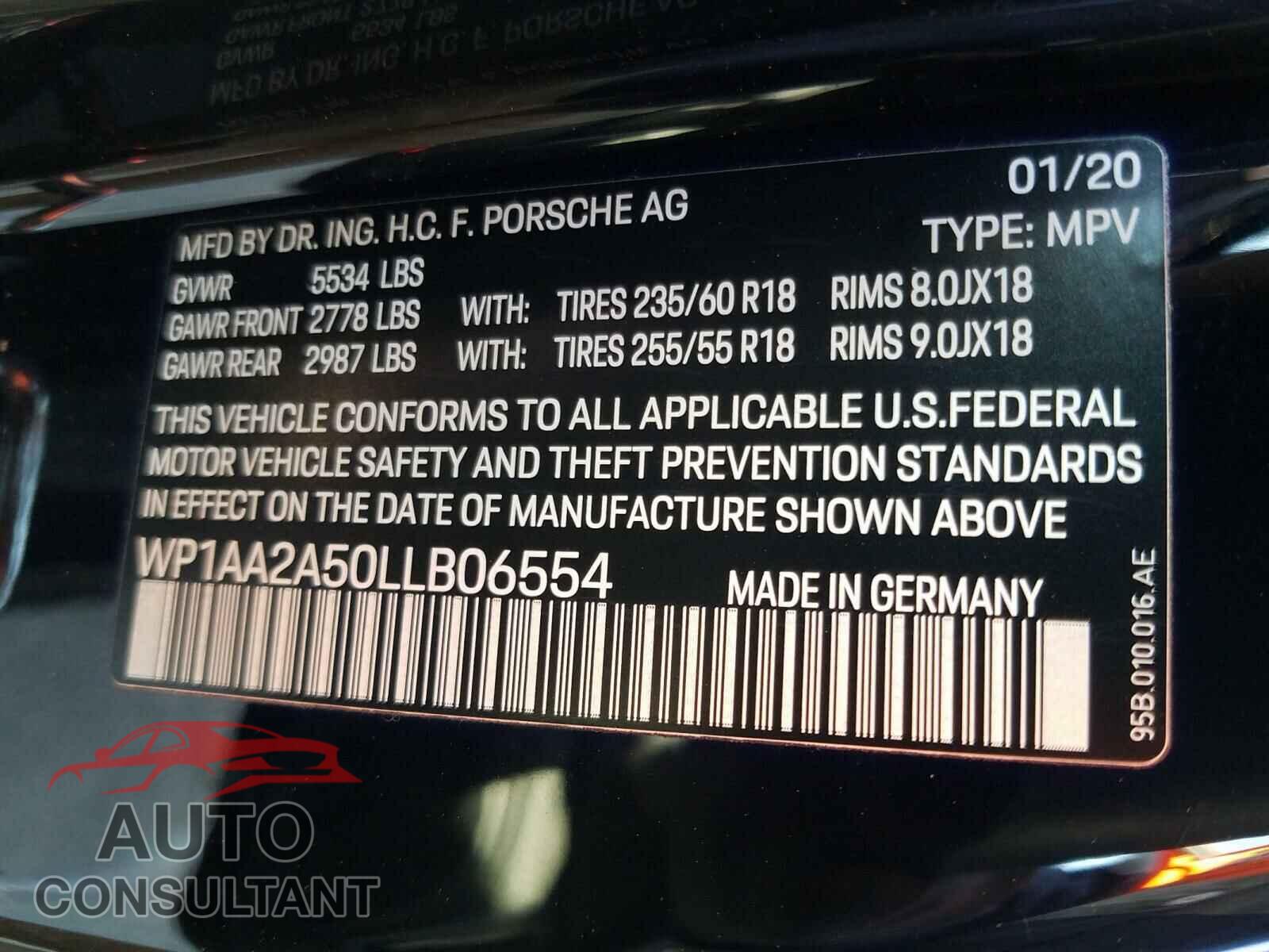 PORSCHE MACAN 2020 - WP1AA2A50LLB06554