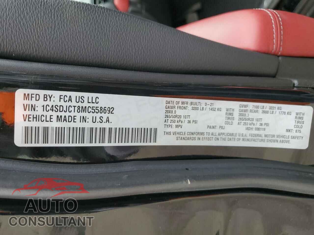 DODGE DURANGO 2021 - 1C4SDJCT8MC558692