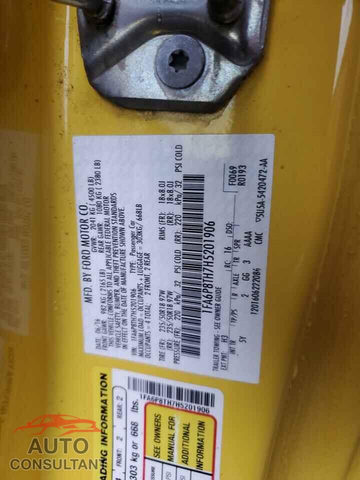 FORD MUSTANG 2017 - 1FA6P8TH7H5201906